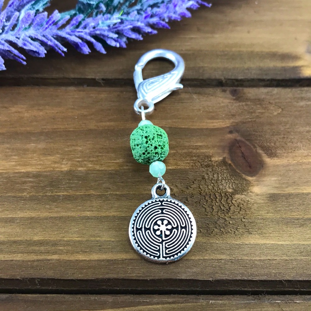 Essential oil lava bead purse zipper charm